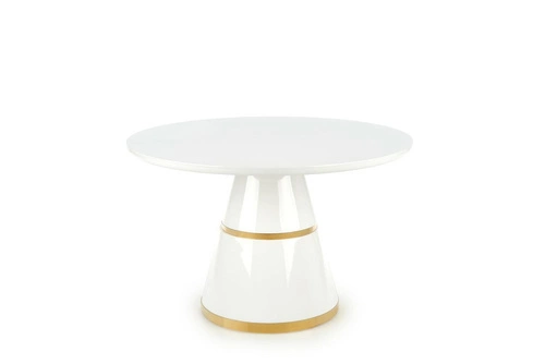 Jídelní kulatý stůl Marlen bílý zlatý 120 cm moderní glamour na jedné noze Intesi