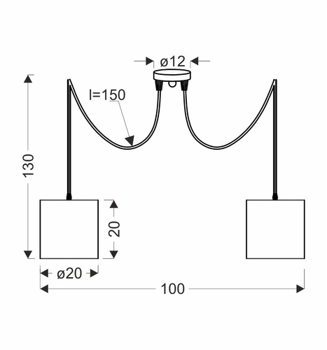 Candida závěsná lampa černá 2x40W E27 stínidlo černé