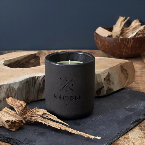 Vonná svíčka Earth Nairobi šedá cementová moderní dekorativní Intesi 10 cm