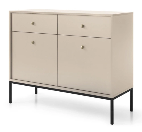 Bežová moderní komoda Evora se zásuvkami na vysokých nožkách do obýváku Intesi 104 cm