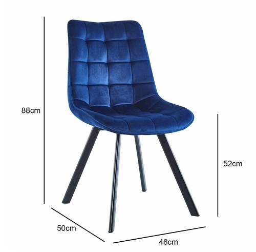 Čalouněná jídelní židle Moly Intesi, moderní, sametová, tmavě modrá, s černými nohami
