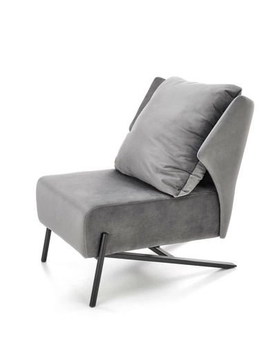 Odpočinkové křeslo Varis šedý samet skandinávský do obýváku Intesi elegantní a pohodlný