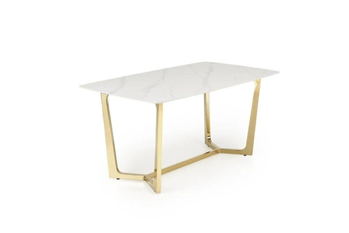 Jídelní stůl Rohs bílý mramor a zlatá 160x90 cm moderní glamour obdélníkový Intesi