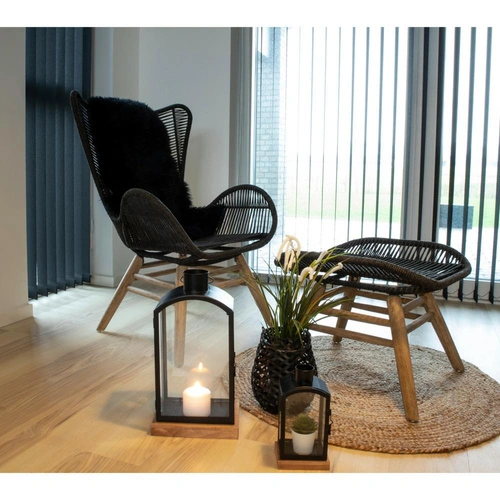 Černá jehněčí kožešina House Nordic dekorativní poduška na židli do obývacího pokoje 50x85