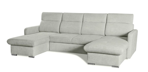 Velká rohová sedačka do U Limi s rozkladem a úložným prostorem šedá moderní do obýváku