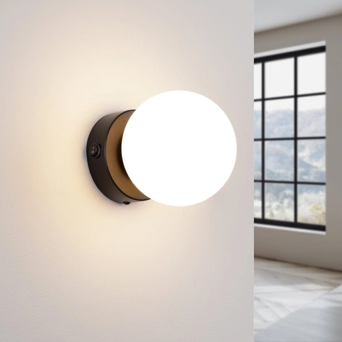 Moderní nástěnné svítidlo YOLI 1 černé SOLLUX LIGHTING koule do ložnice a obýváku 14 cm