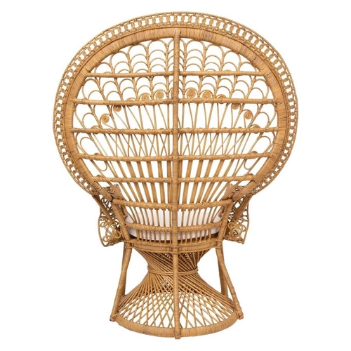 Ratanové křeslo Takta boho do obýváku s područkami a bílým polštářem Atmosphera