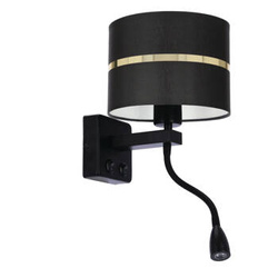 Nástěnné svítidlo Polo lampa černé 1x40W E27+2W LED stínidlo černý+zlatý pruh