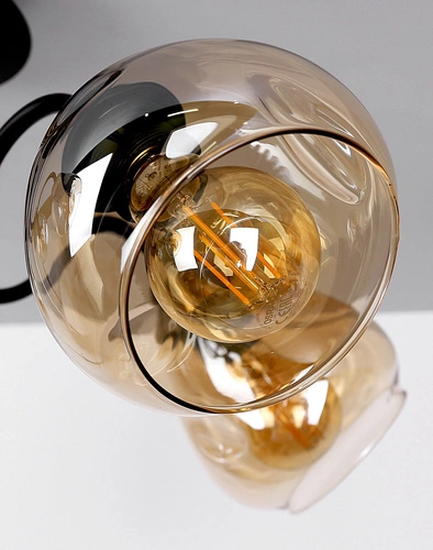 Stropní lampa Unica černo-zlatá pětiramenná skleněná do obýváku a jídelny