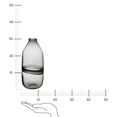 Skleněná váza Line 30 cm kouřová