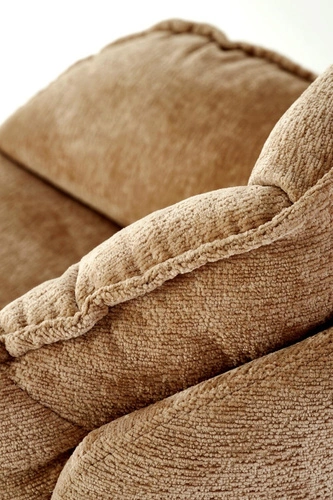 Relaxační křeslo Offred hořčicové do obýváku moderní s podnožkou látka Intesi