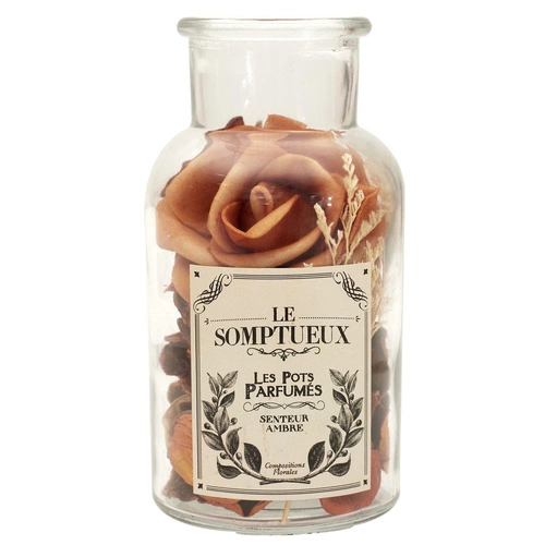 Skleněná nádoba 12 cm s pot pourri oranžová