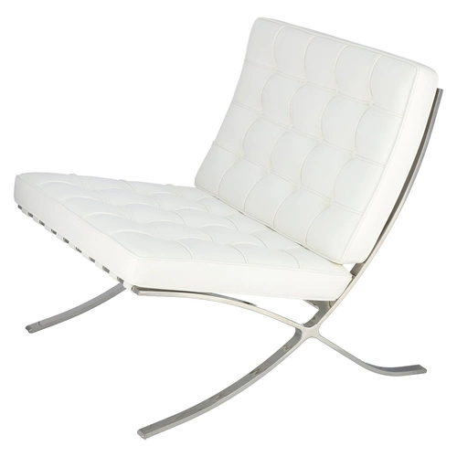 Relaxační křeslo BA1 inspirované Barcelona do obýváku bílá ekokůže moderní glamour