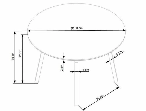 Kulatý jídelní stůl Gorbal moderní 100 cm černý světle šedý kovové nohy Intesi