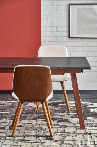 Rozkládací jídelní stůl Nozel černý mramor 140–200 cm moderní do jídelny a obýváku žulový