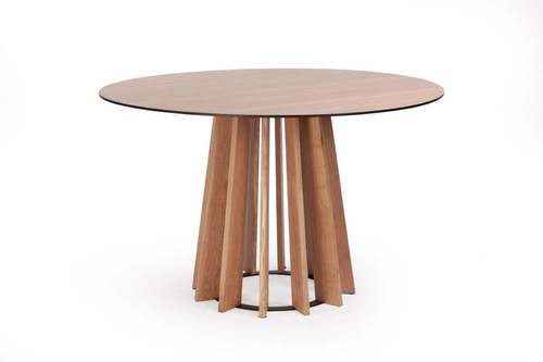 Jídelní kulatý stůl Tavle 145 cm dub přírodní moderní na jedné noze NORDIFRA