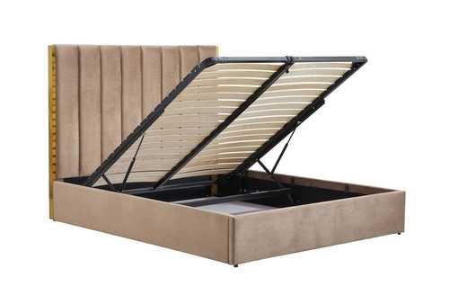 Čalouněná postel Pola 160x200 béžová s úložným prostorem do ložnice glamour
