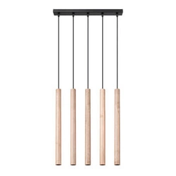 Závěsné svítidlo Pastelo 5L moderní dřevěné do obýváku a jídelny v přírodní barvě