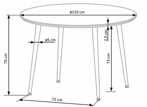 Jídelní kulatý stůl Nicode 110 cm moderní ořech se zlatými nohami Intesi