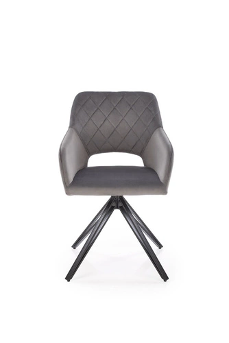 Otočná židle Cretas Velvet Intesi šedá čalouněná s područkami do jídelny a obýváku