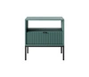Noční stolek Delicious Intesi 54 cm zelený s černými úchyty a zásuvkou, rýhovaný, do ložnice