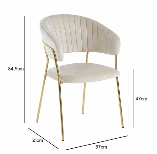 Čalouněná židle Glamour Velvet Intesi béžová sametová se zlatými nohami do jídelny