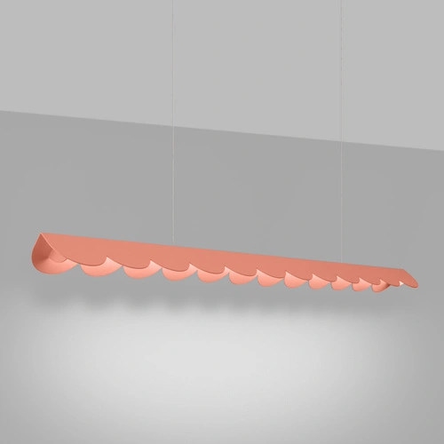 Závěsné LED svítidlo BISCUIT broskvové nad jídelní stůl do obýváku 131 cm