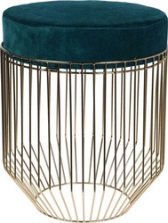 Taburet Intesi Cherrys Velvet zlatomodrý kulatý s úložným prostorem do předsíně glamour