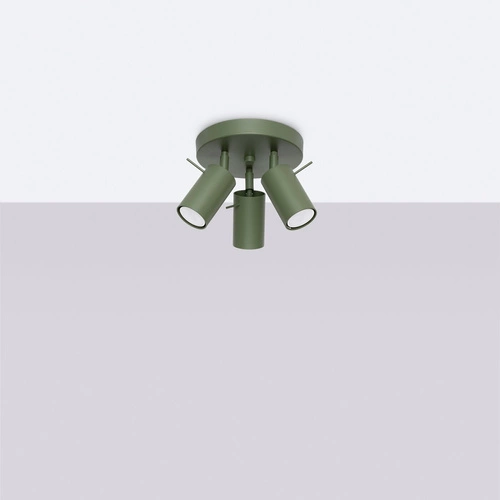 Stropní svítidlo RING 3P moderní olivově zelené ocelové do obýváku a ložnice