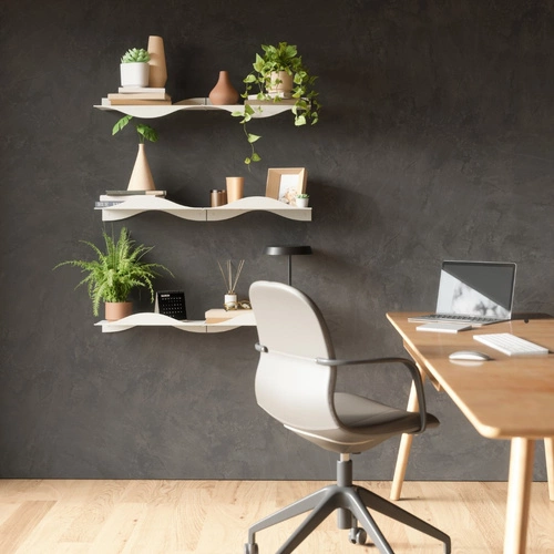 Sada 2 bílých nástěnných polic Surf Umbra moderních do obýváku a kuchyně