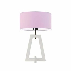 Noční lampička Clio glamour s fialovým stínidlem a bílou dřevěnou základnou do ložnice