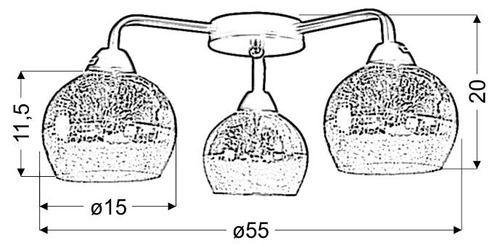 Stropní svítidlo Cromina gold 3x60W E27 černé