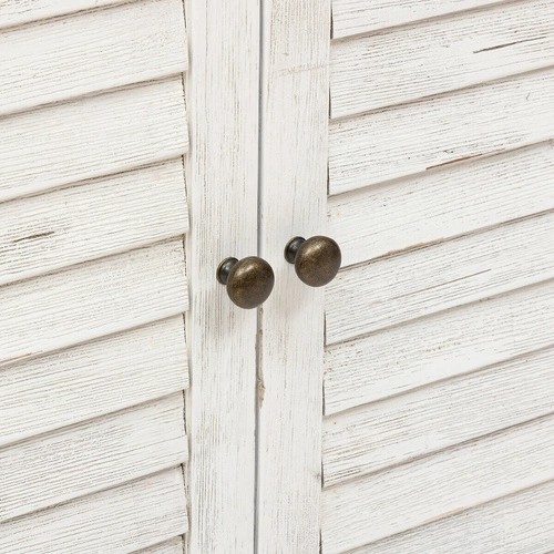 Bílá komoda Olbia 110 cm v provensálském stylu s přírodní dřevěnou deskou do obývacího pokoje Atmosphera