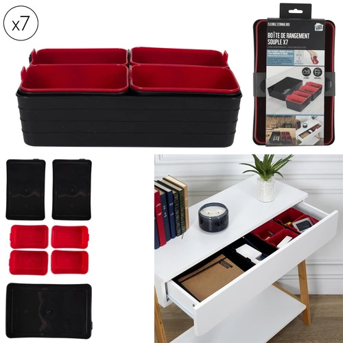 Sada 7 organizérů černá/červená