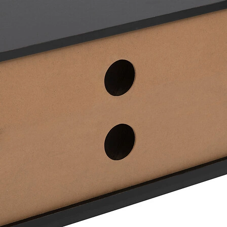 TV stolek Chevrons 120 cm černý s dřevěným efektem moderní volně stojící do obýváku Atmosphera