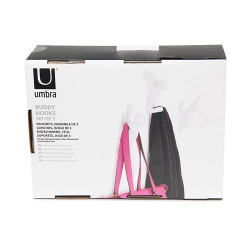 Nástěnný věšák Buddy bílý Umbra moderní do předsíně sada 3 ks