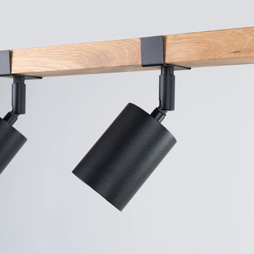 Stropní svítidlo FAGER 3 černé skandinávské s dřevem do obýváku a ložnice SOLLUX