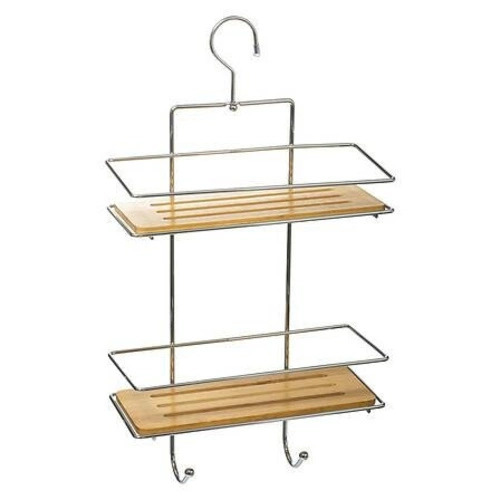 Bambusová dvoupatrová koupelnová police do sprchy s háčky boho 5five