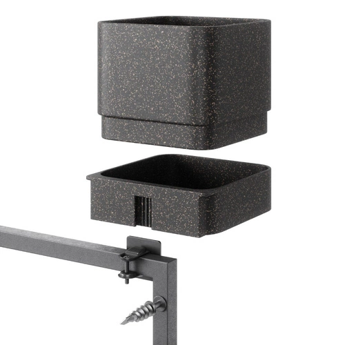 Závěsný květináč Cubico šedý modulární plastový na balkon a terasu Umbra 72,6 cm