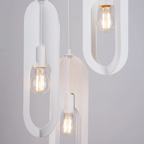 Moderní závěsné svítidlo NICUS 3P bílé do obýváku a jídelny trojité kovové