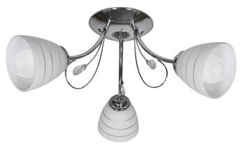 Závěsná lampa Simpli 3*40W E27 chrom s křišťálem + pruhované stínidlo