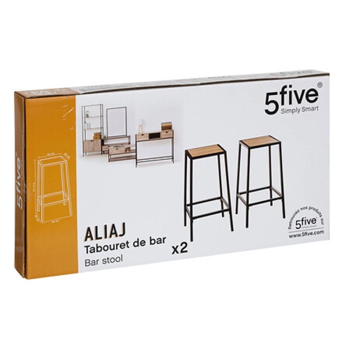 Barová stolička bez opěradla Aliaj 5five simply smart do kuchyně 71,5 cm kovová černá/přírodní