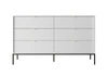 Komoda Delicious bílá rýhovaná se 6 zásuvkami na vysokých nohách moderní do obýváku Intesi 154 cm