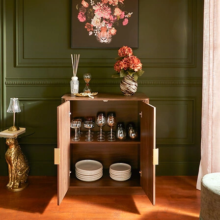 Komoda Wany Atmosphera hnědá japandi s frézovanými čely do obýváku a ložnice 80 cm