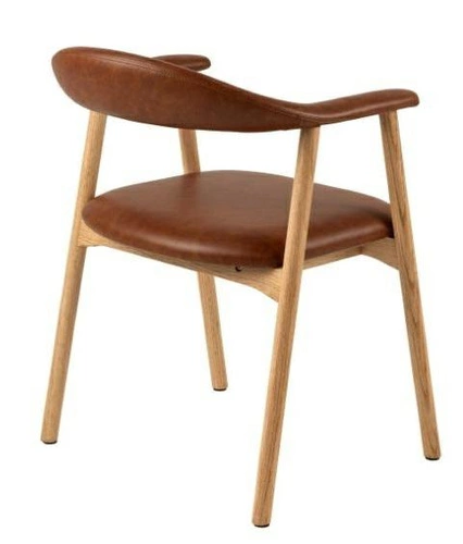 Jídelní židle Addi Actona čalouněná ekokůže hnědá s područkami dub skandinávský