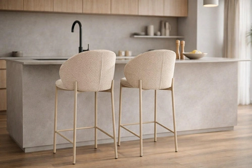 Barová židle Elsme béžová čalouněná s opěrkou k kuchyni a ostrůvku