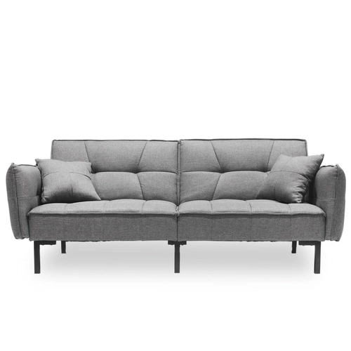 Rozkládací pohovka Lurif šedá s funkcí spaní do obývacího pokoje, moderní, kompaktní, na vysokých nohách Intesi