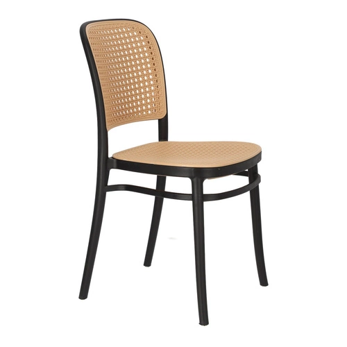 Jídelní židle Antonio Intesi černá plastová stohovatelná ve stylu Thonet