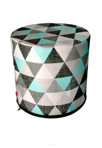 Moderní kulatý taburet Triangles Intesi do obýváku a ložnice, čalouněný filcem