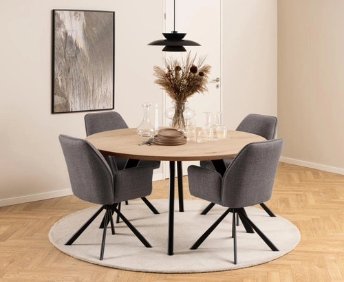 Otočená jídelní židle s područkami Glenda Actona, světle šedá, moderní čalouněná